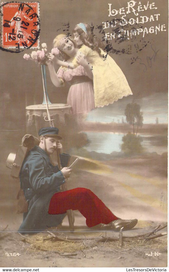 Militaria - Militaire écrit à Une Dame - Fusil - Képi - Le Rêve Du Soldat En Campagne  - Carte Postale Ancienne - Patriotic