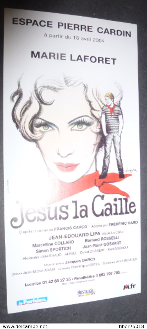 Affichette (format 10 X 21) Jésus La Caille (Marie Laforet) Espace Pierre Cardin - Illustration : Léo Kouper - Kouper