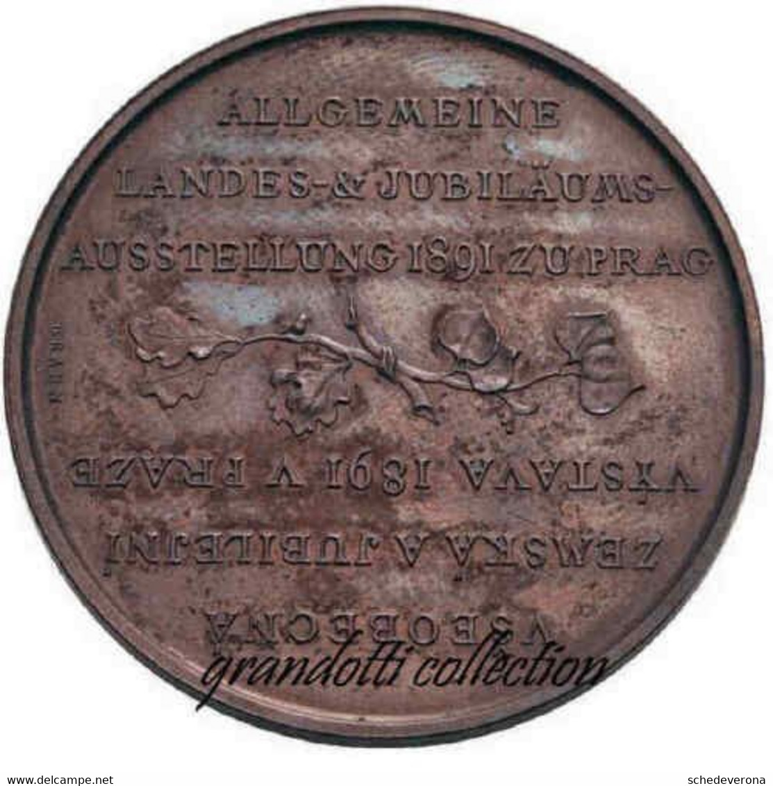 ESPOSIZIONE DEL GIUBILEO DI PRAGA 1891 MEDAGLIA BILINGUE OPUS BRAUN - Gewerbliche
