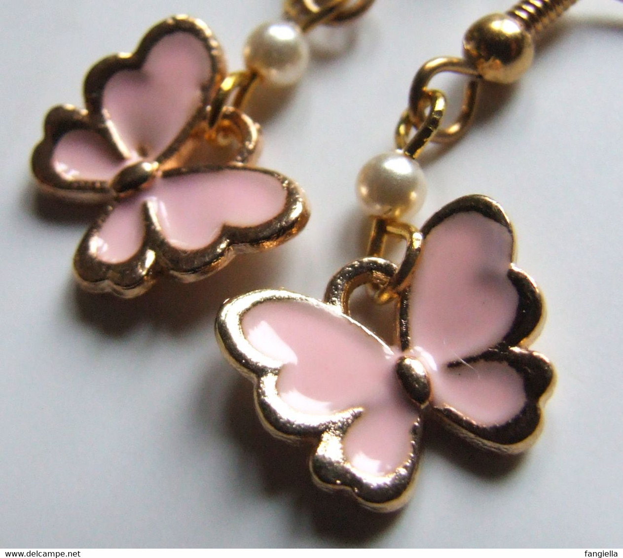 Boucles D'oreilles Enfant, Papillon Rose, Papillons émaillés, Bijoux Fait-main, Cadeau Original Jeune Fille, Boucles D'o - Collares/Cadenas