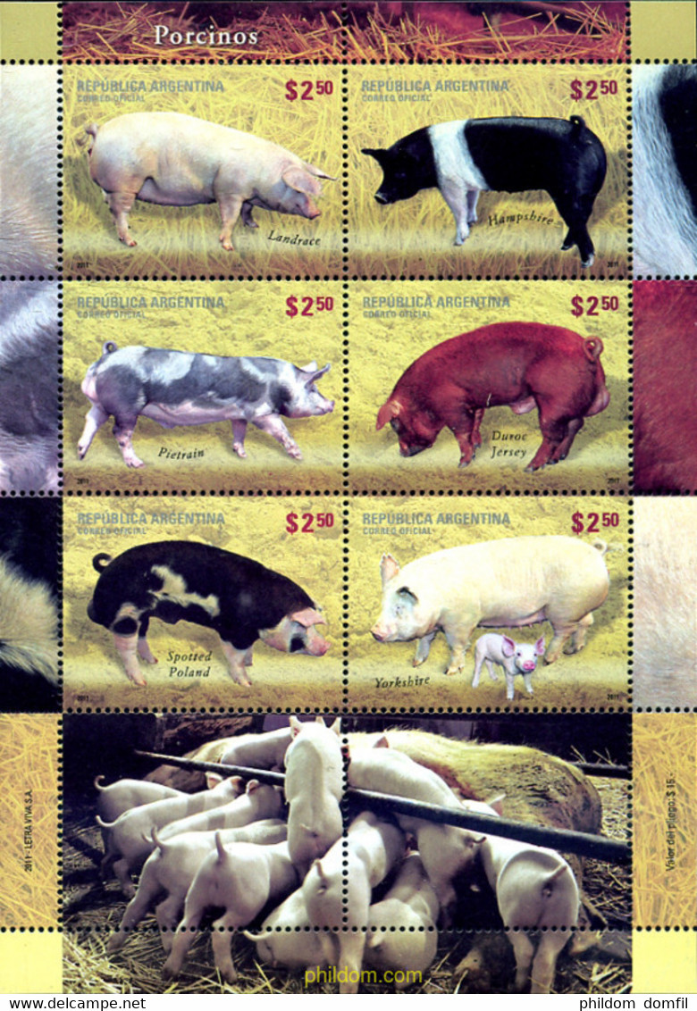 305530 MNH ARGENTINA 2011 RAZAS DE CERDOS - Used Stamps