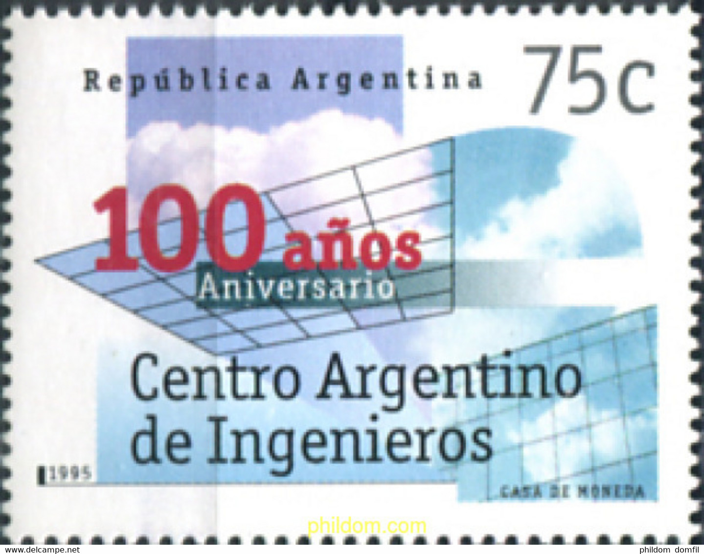 283709 MNH ARGENTINA 1995 CENTENARIO DEL CENTRO ARGENTINO DE INGENIEROS - Usados