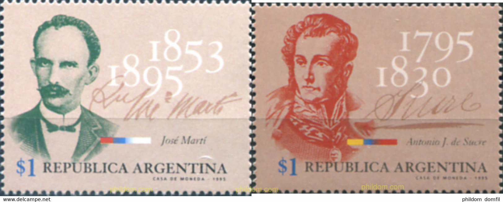 283708 MNH ARGENTINA 1995 ANIVERSARIOS - Usados