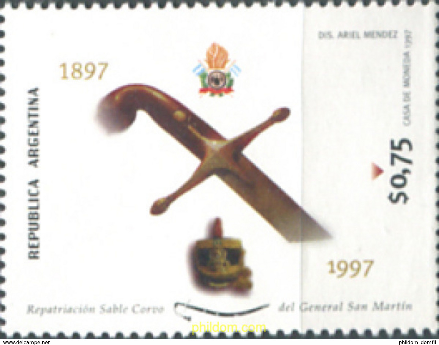 283736 MNH ARGENTINA 1997 CENTENARIO DEL RETORNO A LA PATRIA DEL SABRE DEL GENERAL SAN MARTIN - Used Stamps