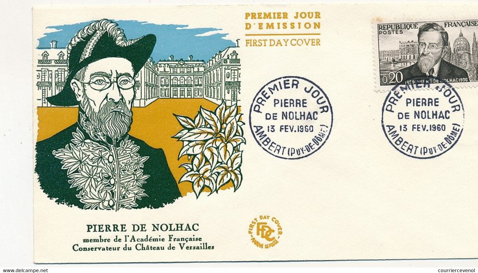 FRANCE => FDC  0,20 Pierre De NOLHAC - Premier Jour AMBERT 13 Février 1960 - 1960-1969