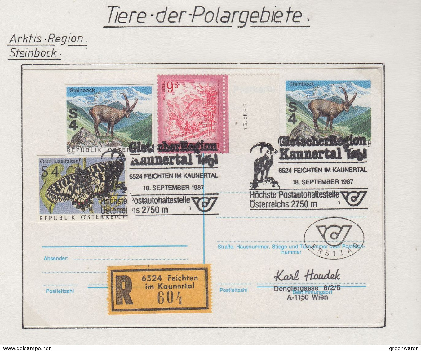 Austria 1987 Steinbock Registered Card (AN155) - Fauna ártica