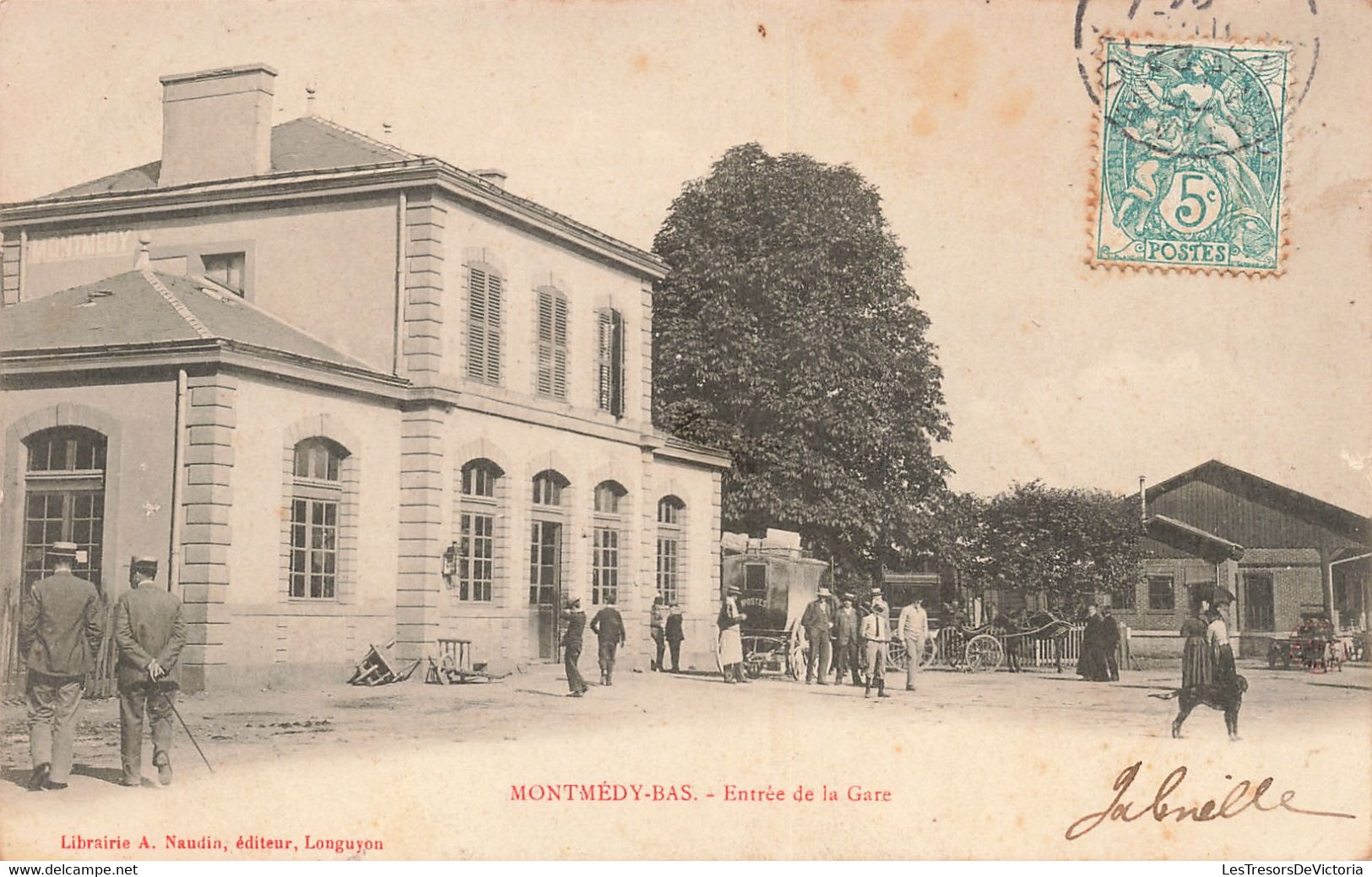 France - Montmédy Bas - Entrée De La Gare - Libr. A. Naudin - Animé - Attelage  - Carte Postale Ancienne - Verdun