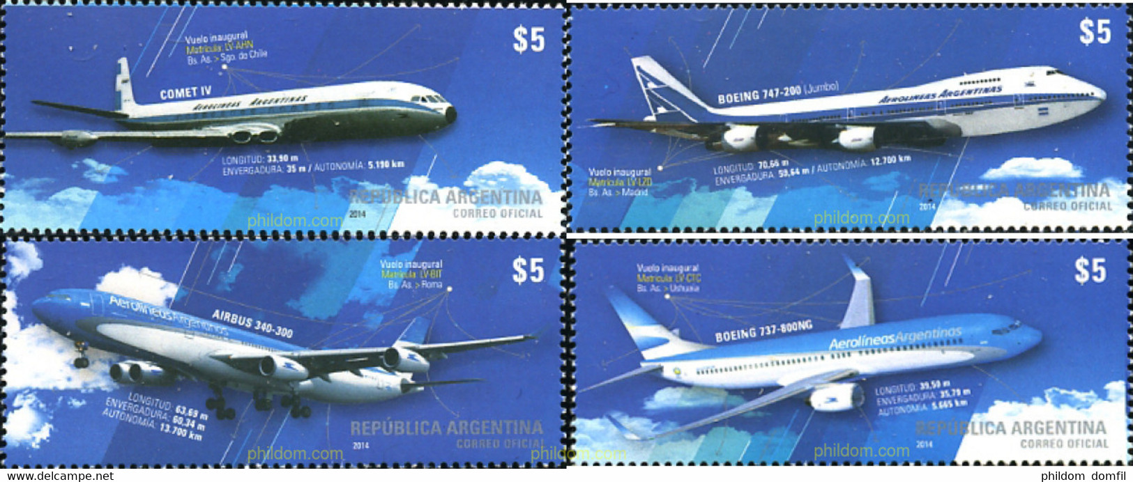 336455 MNH ARGENTINA 2014 AVIACION CIVIL - Usati