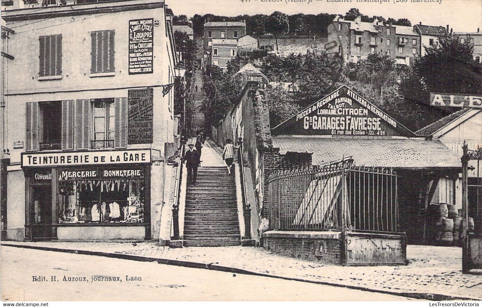 FRANCE - 02 - LAON - Escalier Municipal - Edit Auzoux - Carte Postale Ancienne - Laon