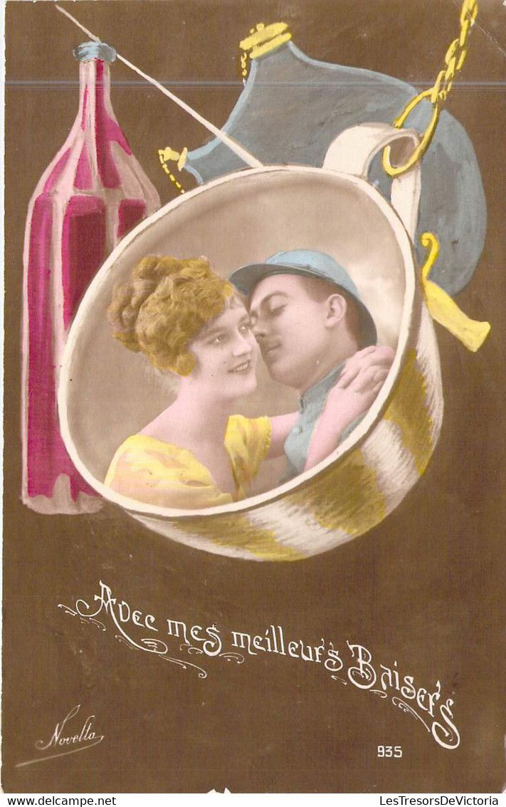 Militaria - Militaire écrit à Sa Femme - Avec Mes Meilleurs Baisers -  Carte Postale Ancienne - Patriottisch