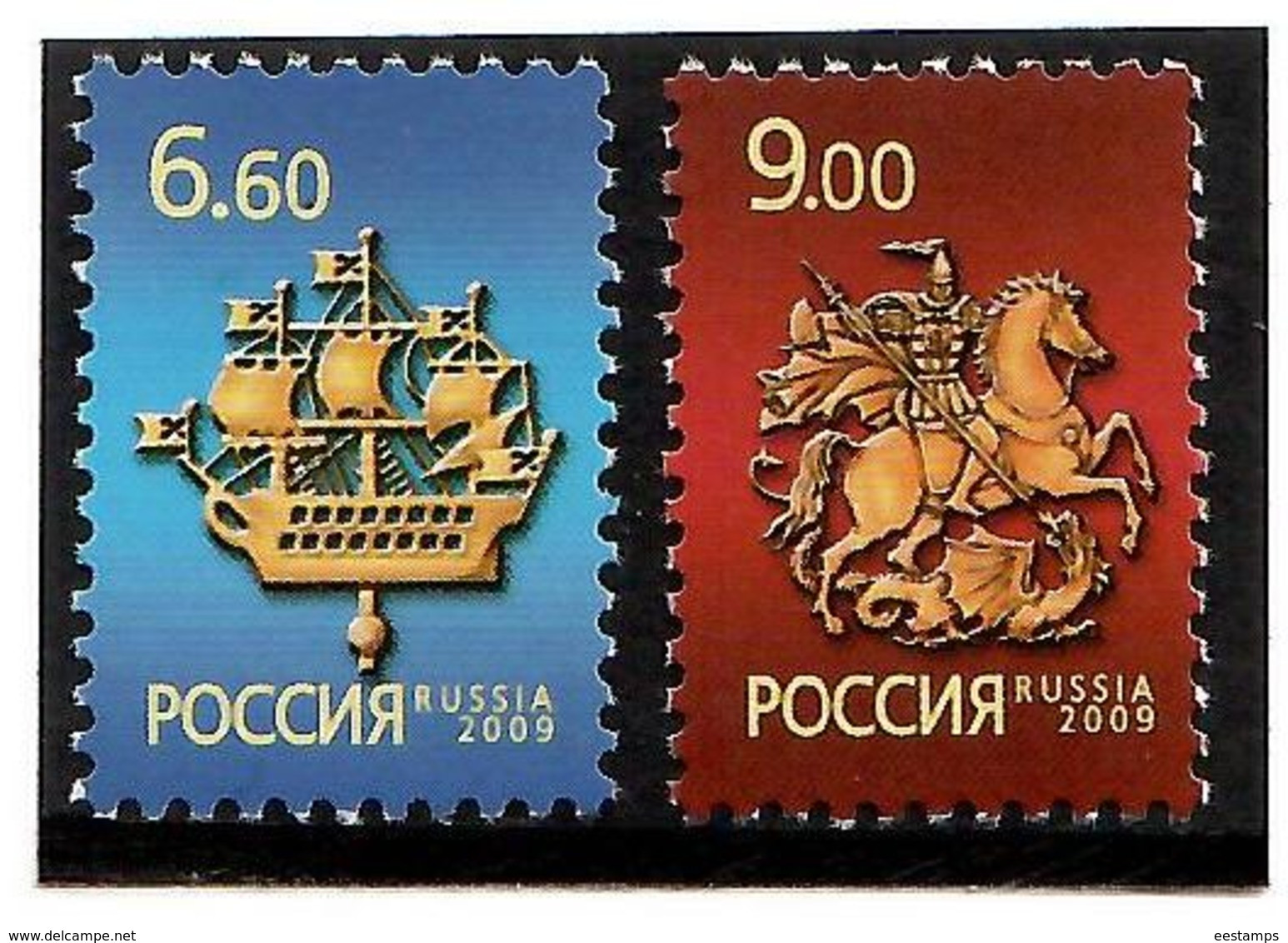 Russia 2009 . Definitives (Symbols). 2v: 6.60, 9.00.   Michel # 1573-74 - Ungebraucht