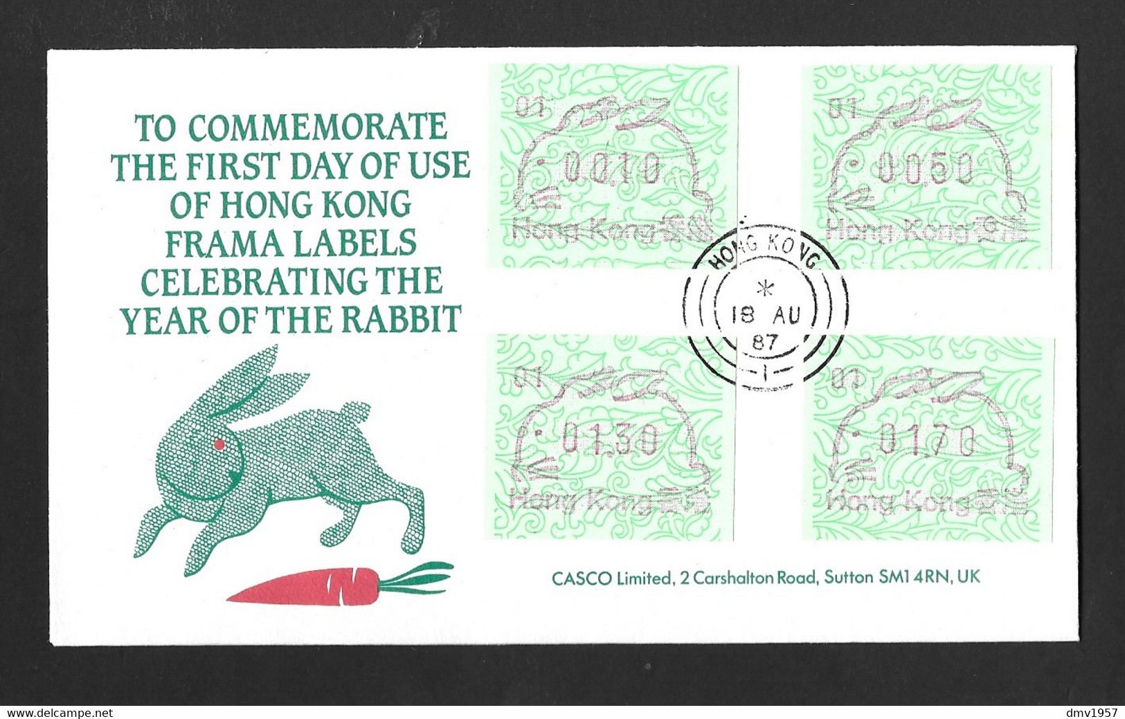 Hong Kong 1987 ATM - Label - Frama Year Of The Rabbit FDC (01) - FDC