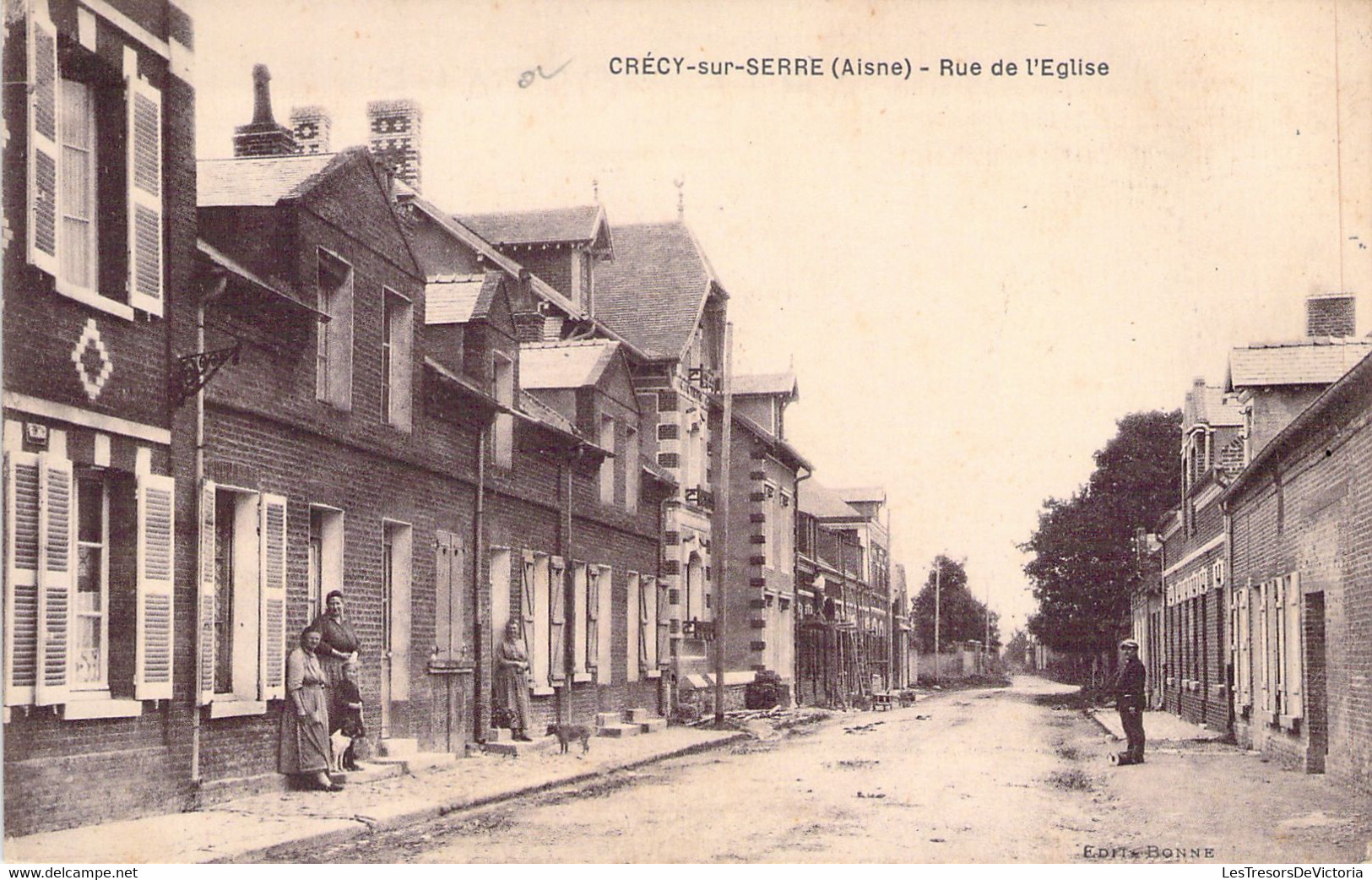 FRANCE - 02 - CRECY SUR SERRE - Rue De L'église - Carte Postale Ancienne - Sonstige & Ohne Zuordnung