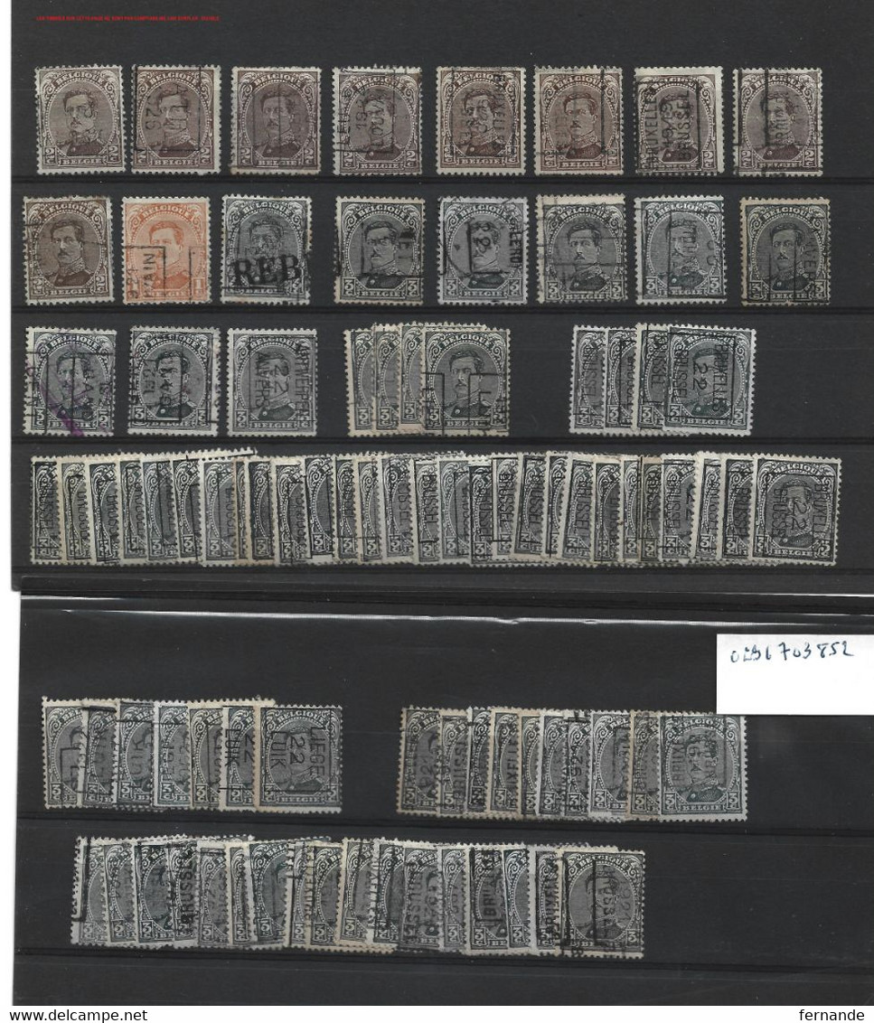 Rarement proposé: bel ensemble de timbres préo sur effigie de albert 1er - émission de 1915 - + de 300 préo différents