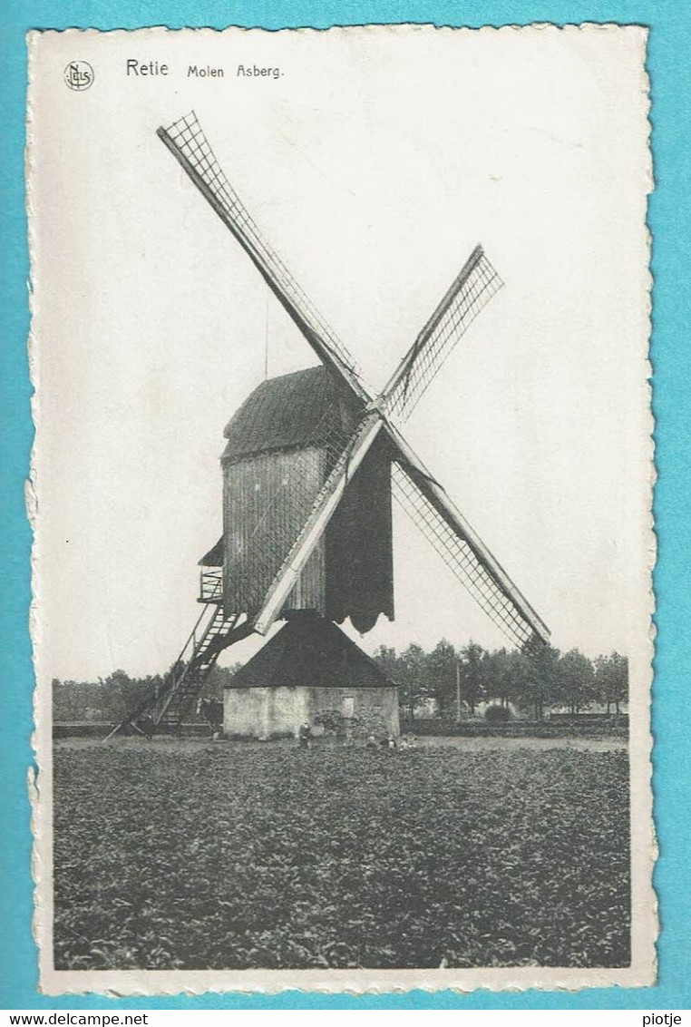 * Retie (Antwerpen - Anvers) * (Nels, Uitgever J. Goris Goossens) Molen Asberg, Moulin, Mill, Muhle, Unique, TOP - Retie