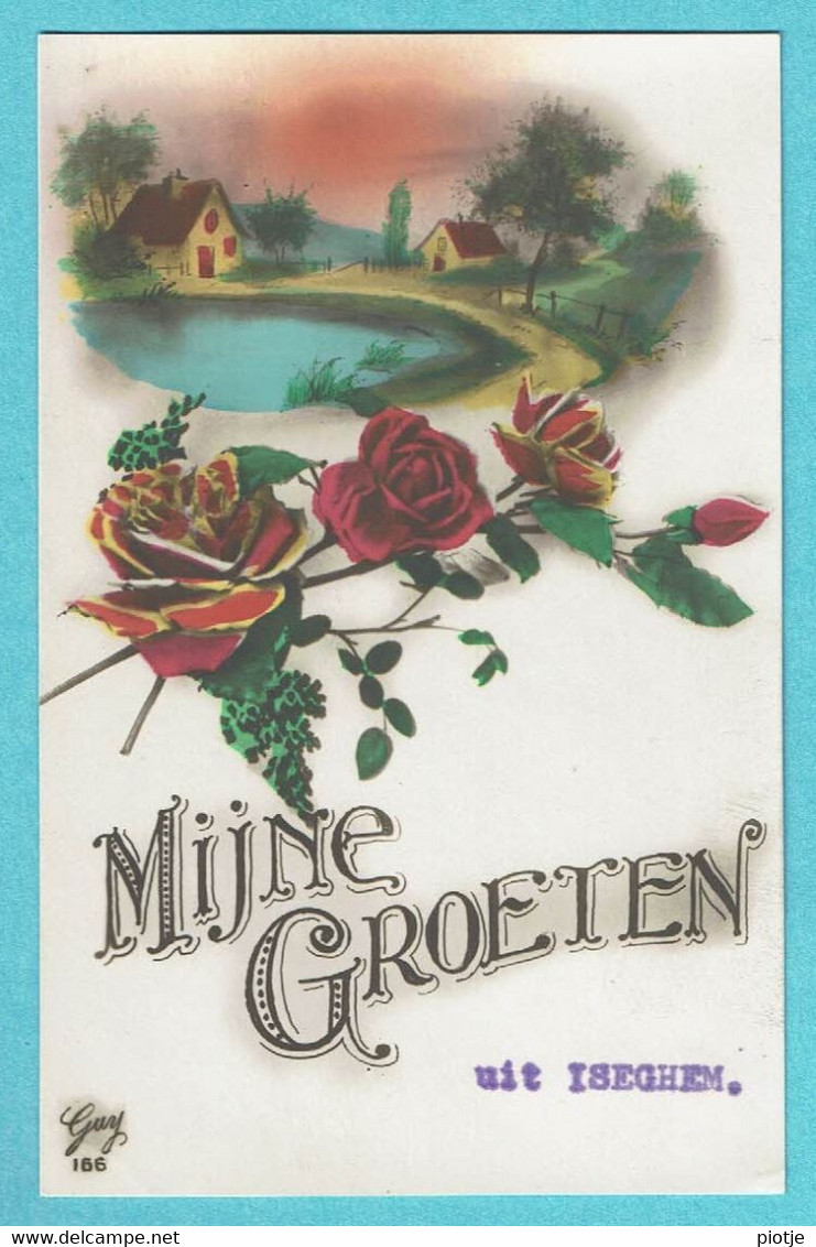 * Izegem - Iseghem (West Vlaanderen) * (Guy 166) Fantaisie, Mijne Groeten Uit Izegem, Fleures, Roses, Old, Rare - Izegem