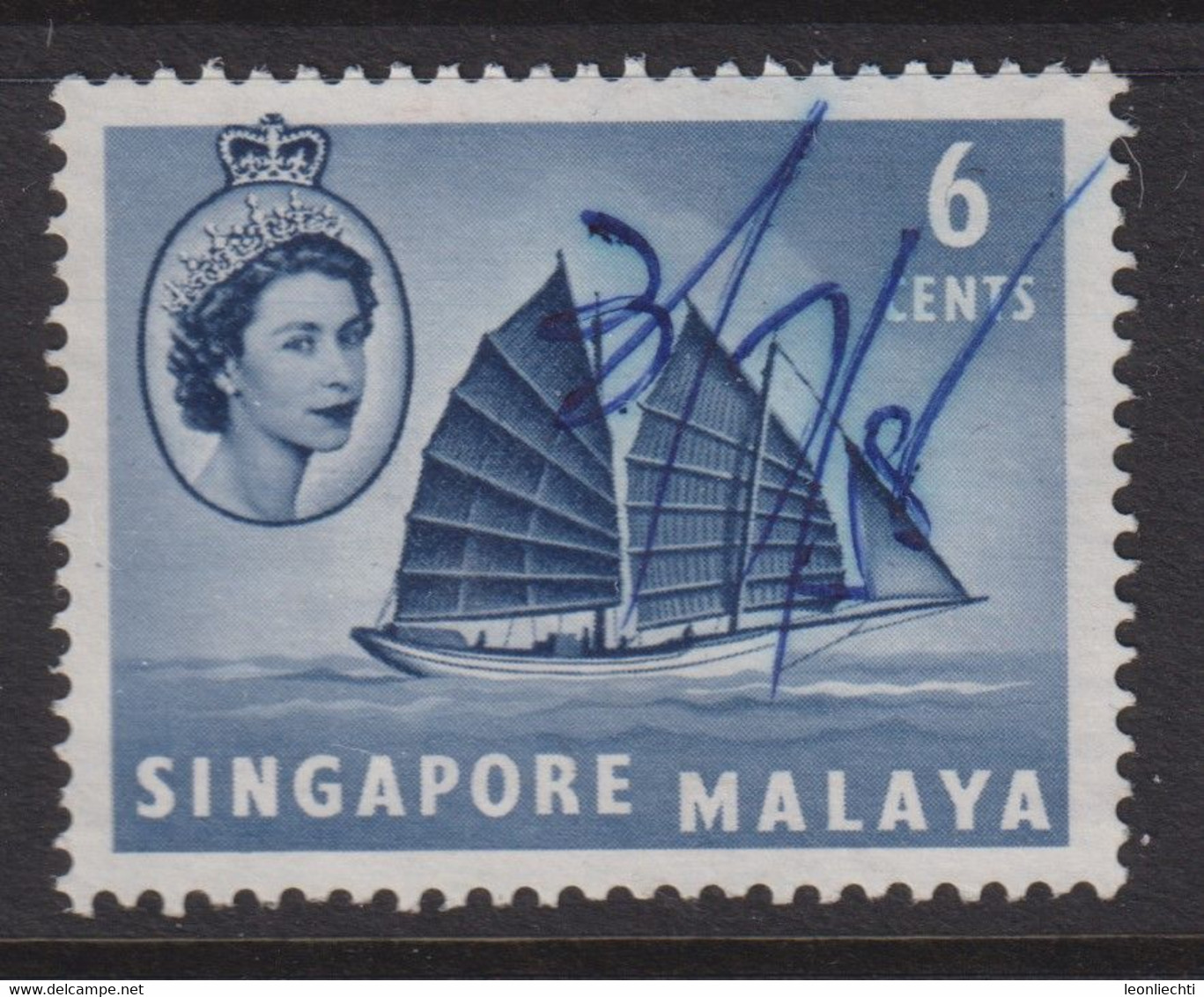 1955 Singapur - Malaya, Mi: SG 32 / Yt:SG 32,Trengganu Pinas - Segelschiff - Singapore (...-1959)