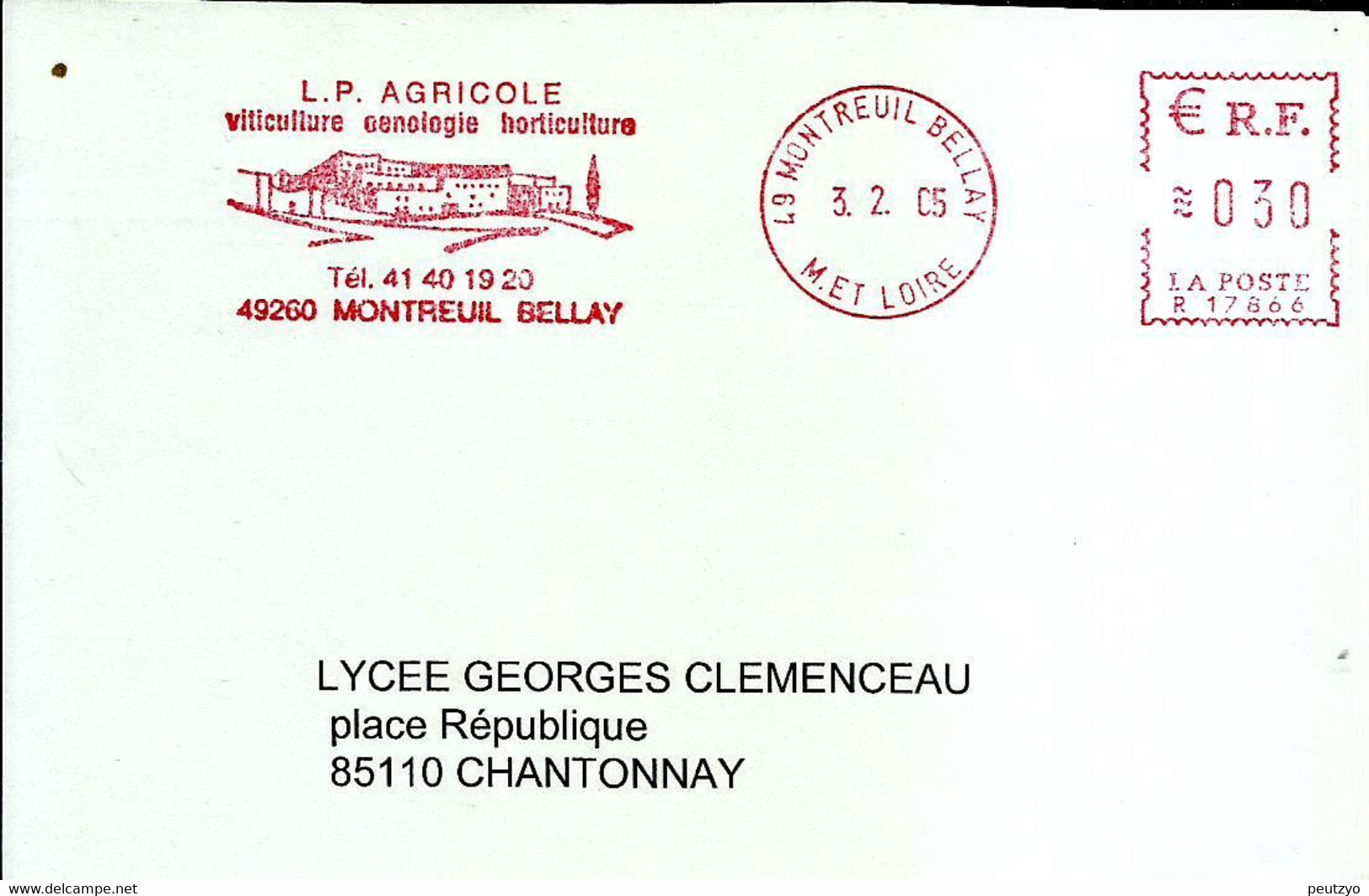 Lettre EMA Secap N 2005 Lycée Agricole Viticulture Oenologie Horticulture Metier 49 Montreil Bellay A71/17 - Agriculture