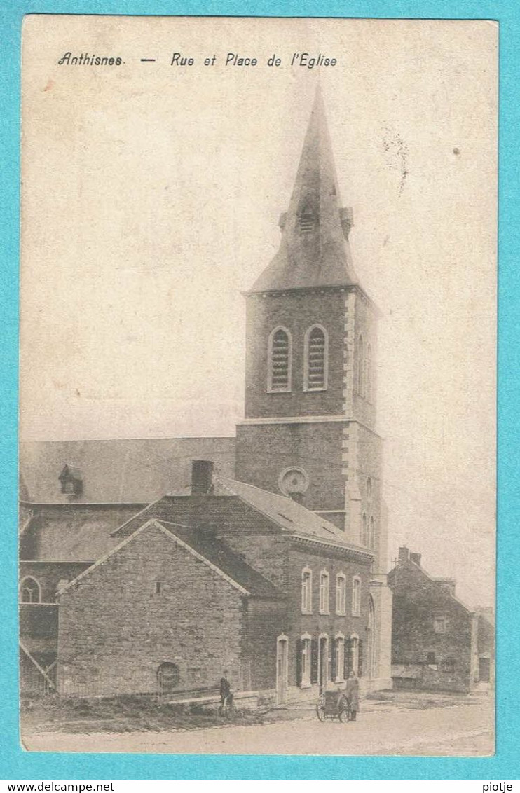 * Anthisnes (Liège - Luik - La Wallonie) * (Photo Lemaire, Andrimont) Rue Et Place De L'église, Animée, Kerk, Church - Anthisnes