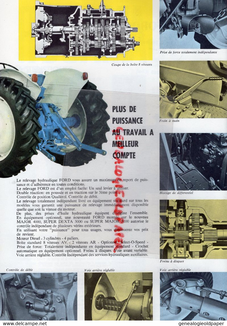 75- PARIS--18-BOURGES- RARE PROSPECTUS PUBLICITE TRACTEUR FORD 4000 MAJOR -AGRICULTURE-MACHINE AGRICOLE- 5 RUE DARCET - Landwirtschaft