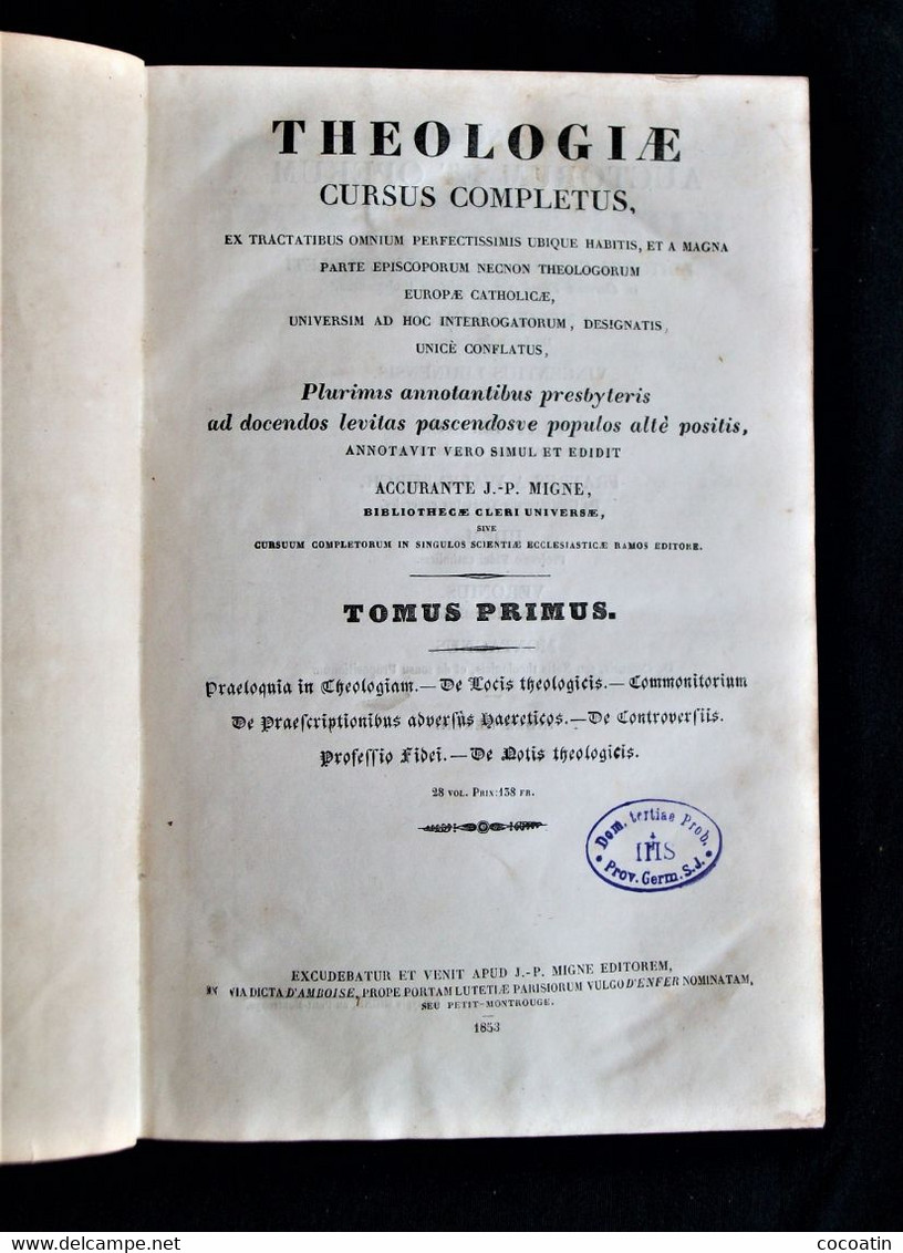 Théologie Cursus Completus / Tome 1 / 1853 / - Livres Anciens