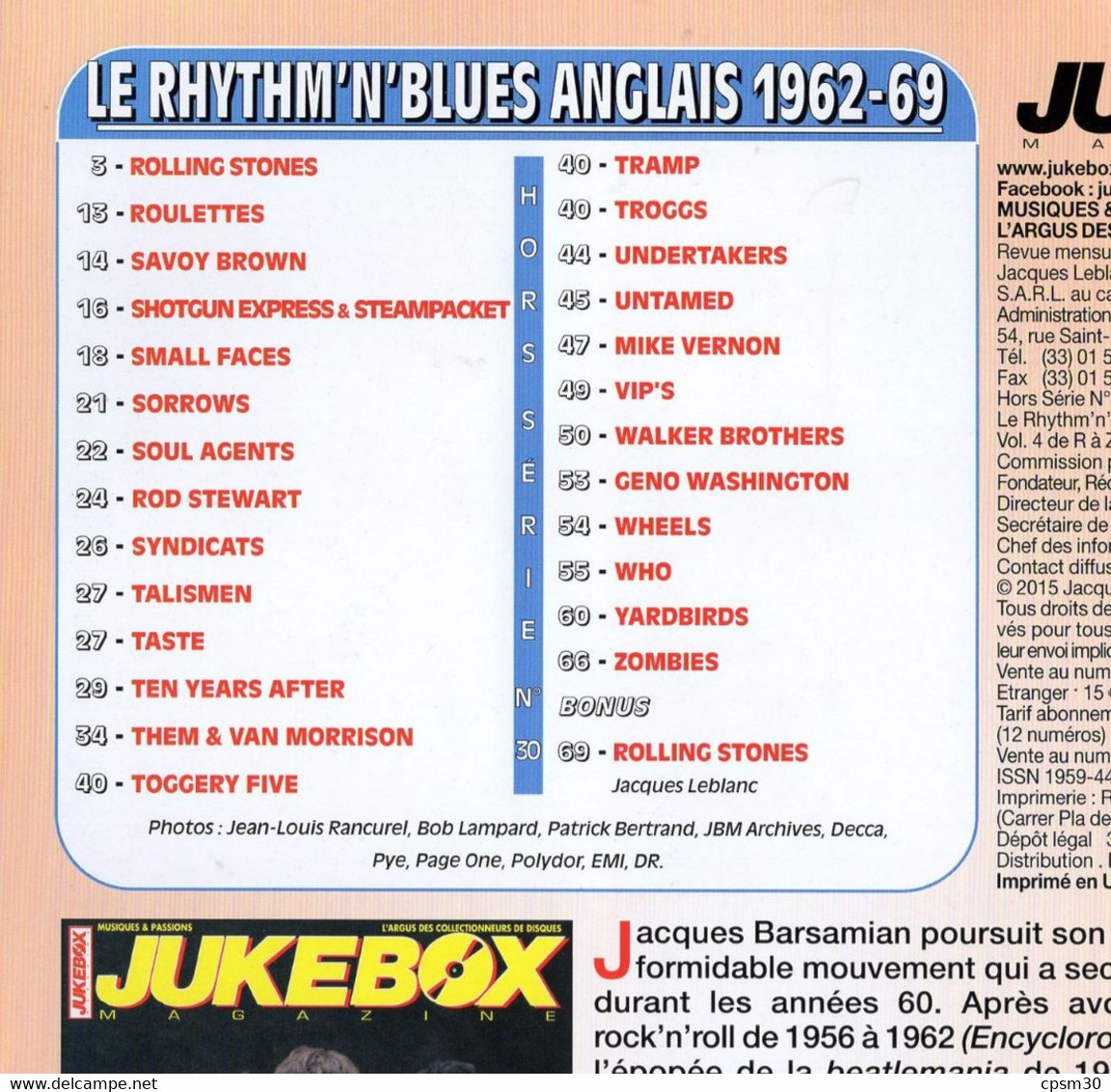 Revue JUKEBOX N°HS030 Le RHYTHM 'n' BLUES ANGLAIS 1962-69 Vol 4 De R à Z - Affiches & Posters