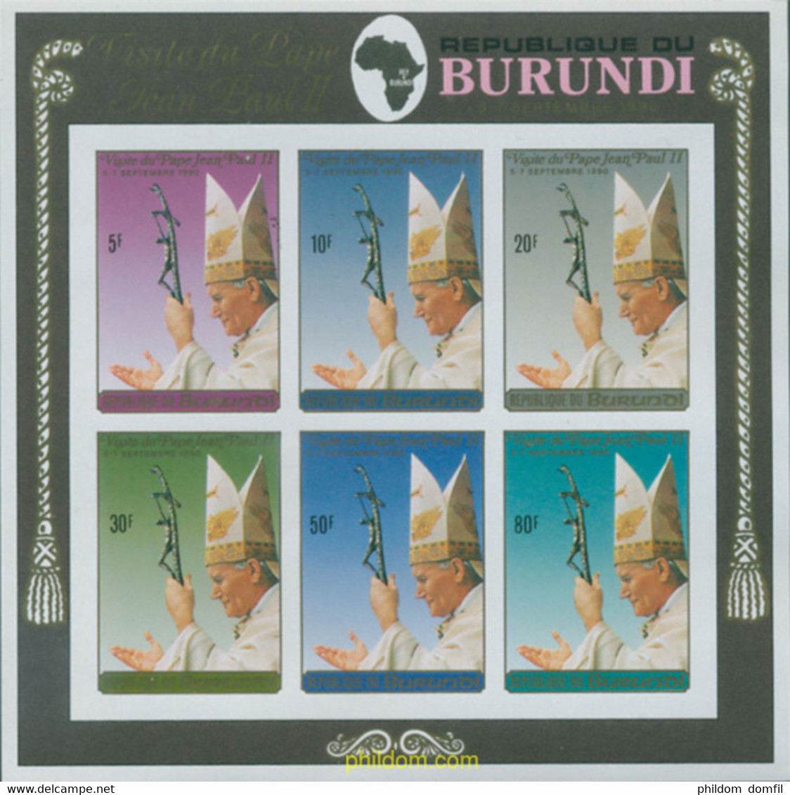 14885 MNH BURUNDI 1990 VISITA DE SS EL PAPA JUAN PABLO II A BURUNDI - Neufs