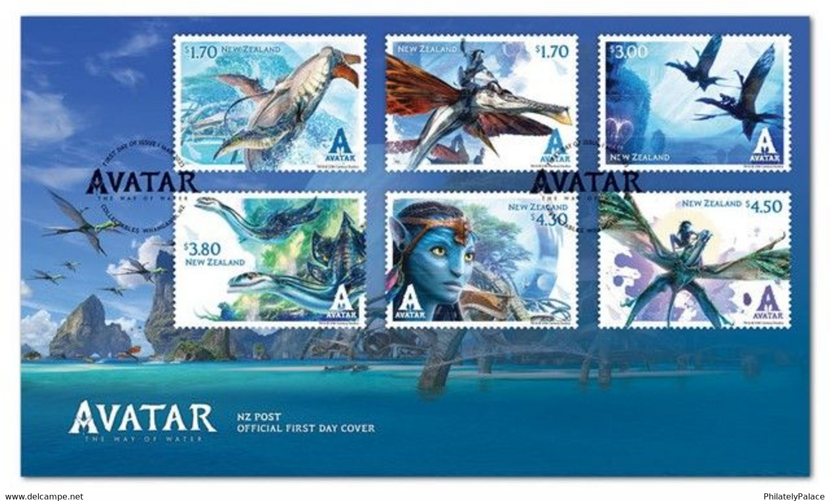 AVATAR 2023 NEW ZEALAND NEW *** The Way Of Water - PANDORA Set Of 6v ,Film, Movie,Cinema FDC (**) - Storia Postale