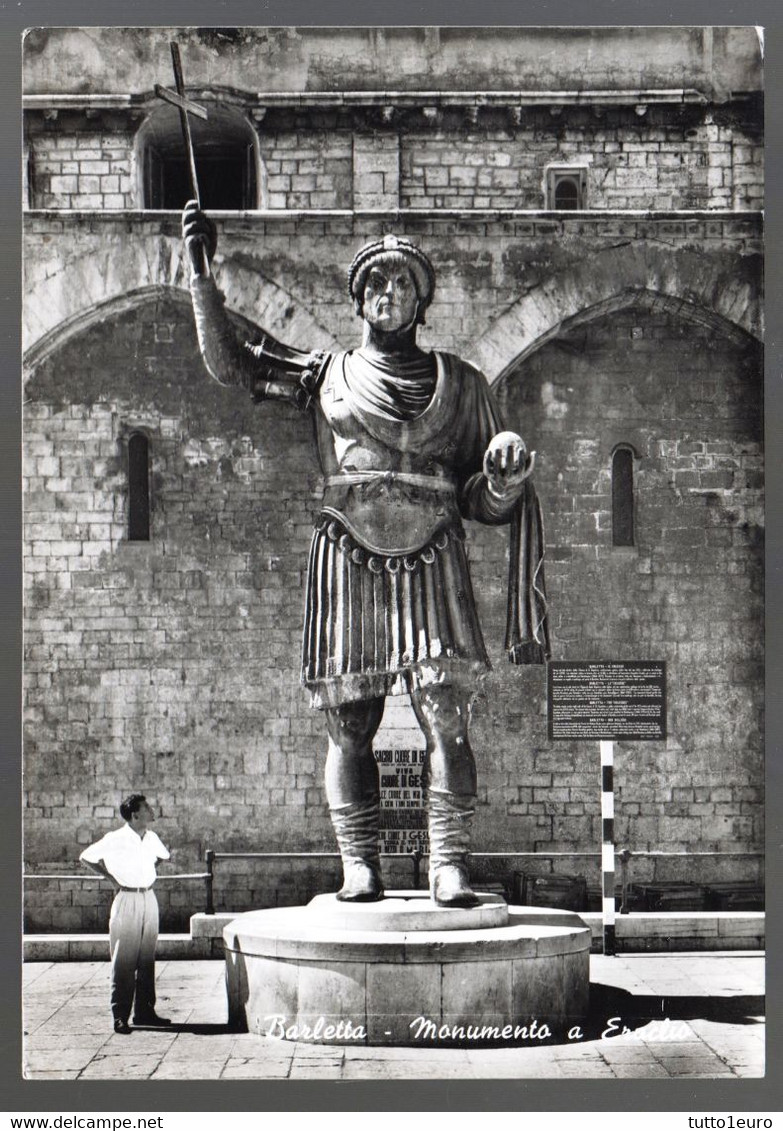 BARLETTA - 1960 - MONUMENTO A ERACLIO + TIMBRO A TARGHETTA "VISITATE BARLETTA E CANNE DELLA BATTAGLIA " - Barletta