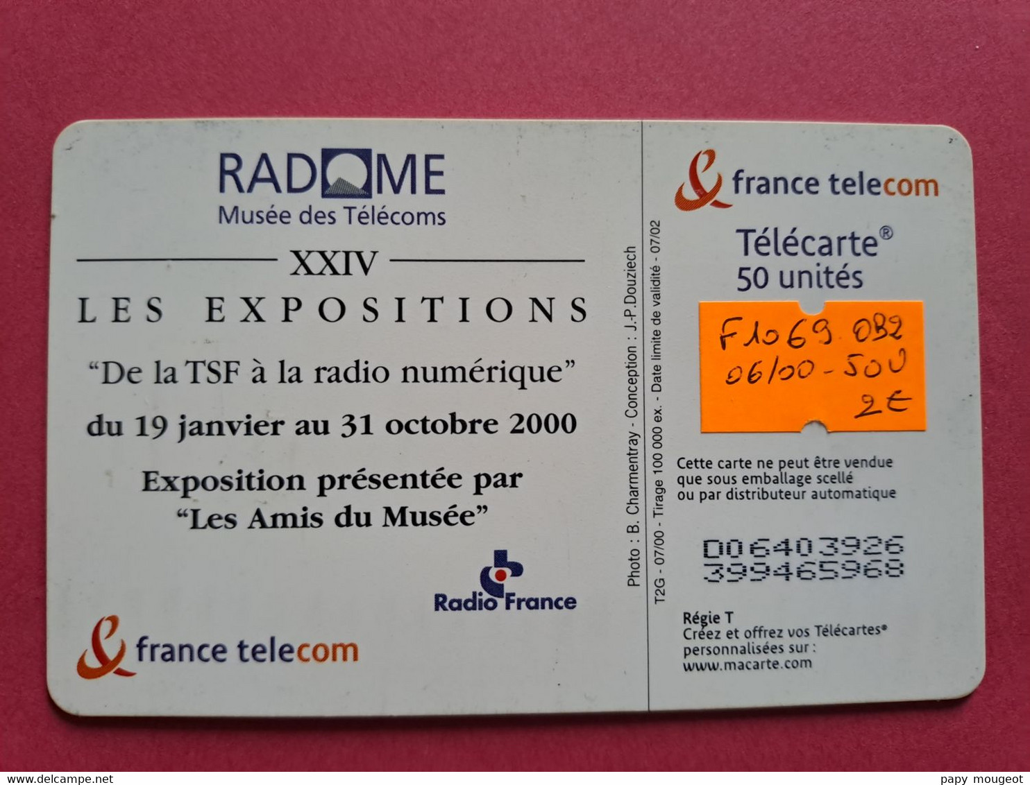F1069 50U OB2 10/00 - Pleumeur XXIV De La TSF à La Radio Numérique - 2000