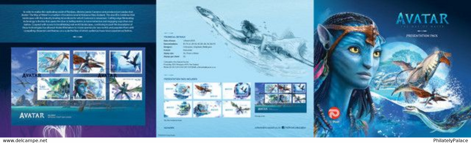 AVATAR 2023 NEW ZEALAND NEW *** The Way Of Water - PANDORA Set Of 6v ,Film, Movie,Cinema FDC+ 6 MS MNH (**) LIMITED - Covers & Documents