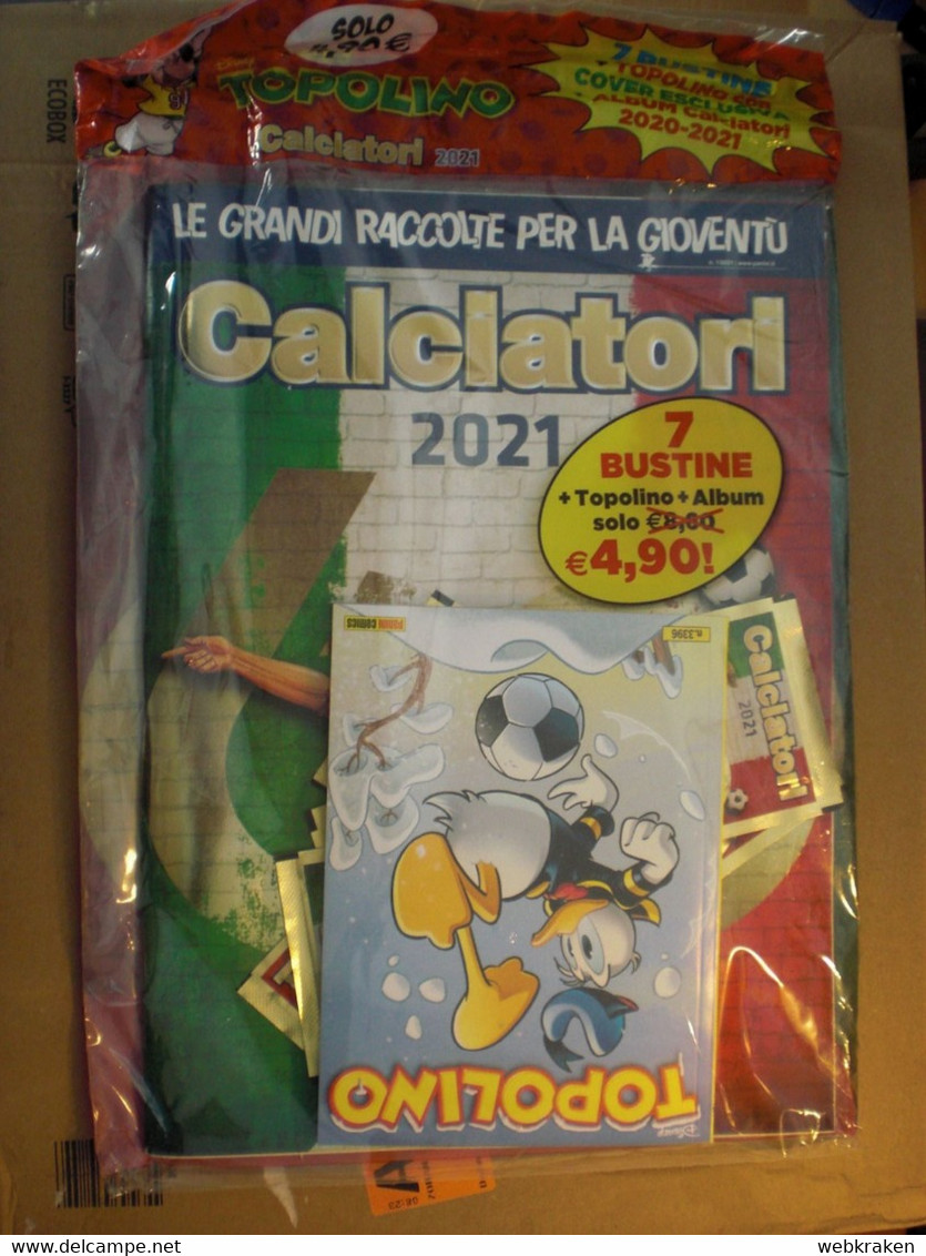 BLISTER INTONSO CON ALBUM CALCIATORI 2021 PANINI E LIBRETTO DI TOPOLINO +  BUSTINE DI FIGURINE - Humor