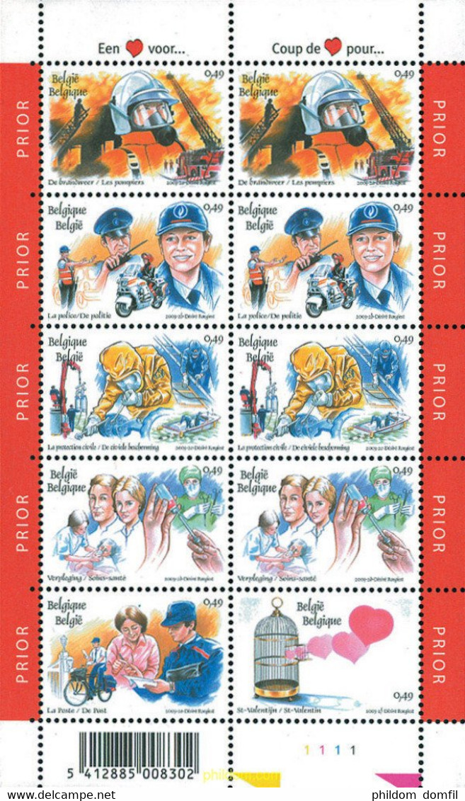 113931 MNH BELGICA 2003 UN CORAZON PARA ... - Sapeurs-Pompiers