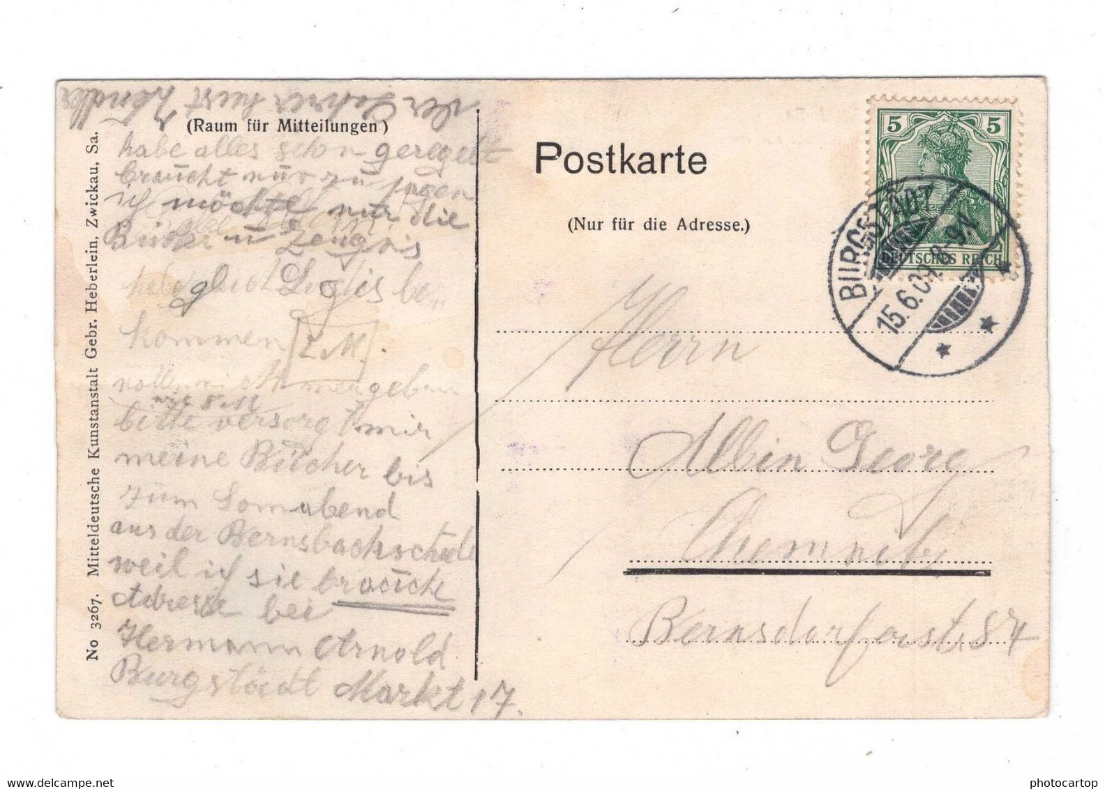 BURGSTÄDT-Automobile-OMNIBUSGESELLSCHAFT-Restaurant ZUR POST-Dt. KARTE-1909-!? - Burgstaedt