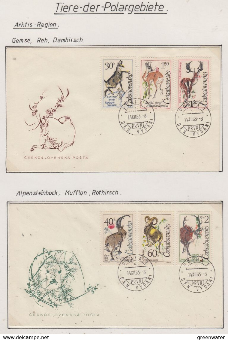 Czechoslovakia 1963 Gemse, Reh, Damhirsch 6v 2 FDC Praha 14.12.1963  (AN157) - Arctische Fauna