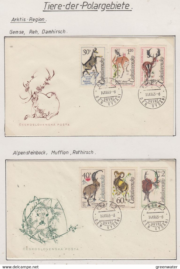 Czechoslovakia 1963 Gemse, Reh, Damhirsch 6v 2 FDC Praha 14.12.1963  (AN157) - Arctic Tierwelt