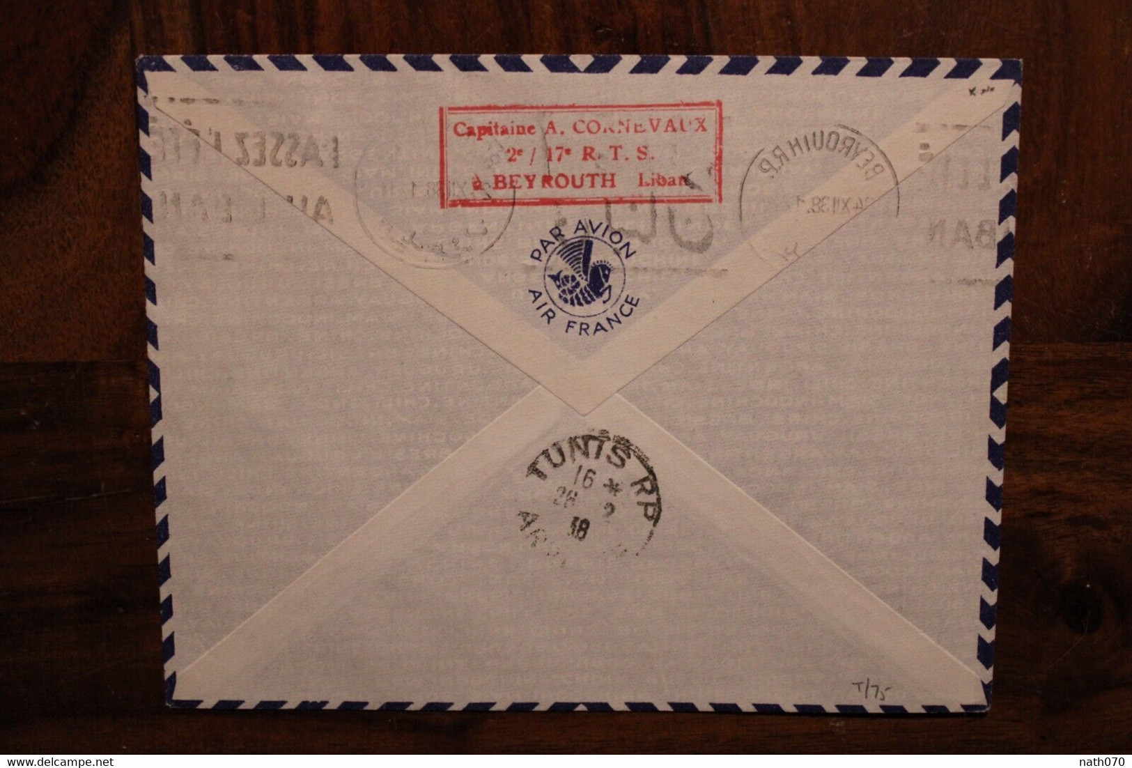 1938 Liban France Marseille Damas Syrie 1er Vol France Air Mail Cover Lebanon 1st Flight Via Tunisie - Storia Postale