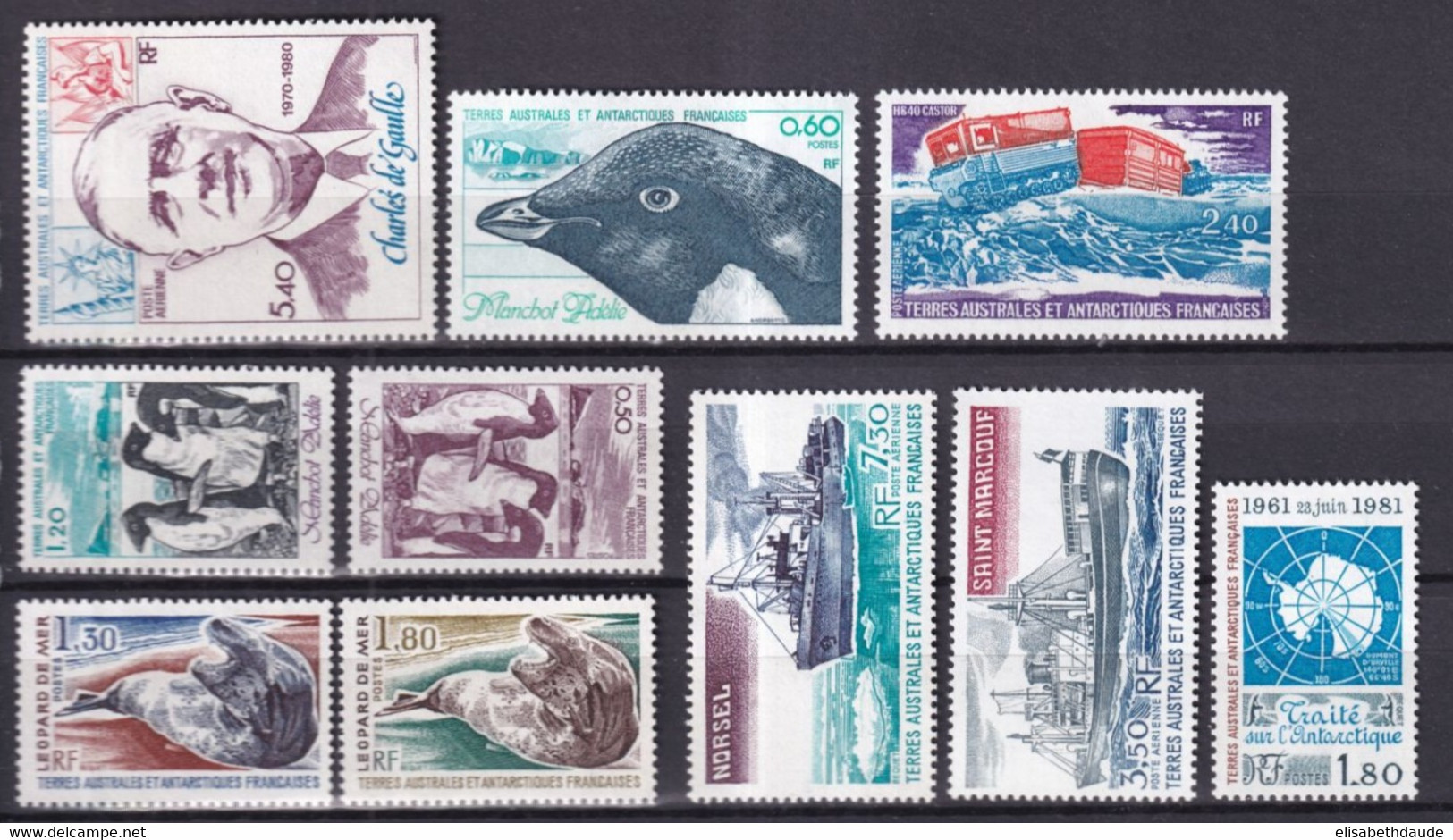 TAAF - 1980 - LIVRAISON GRATUITE ANNEE COMPLETE + POSTE AERIENNE  - YVERT N° 86/91 + PA61/64  **  MNH - COTE = 38.5 EUR. - Volledig Jaar