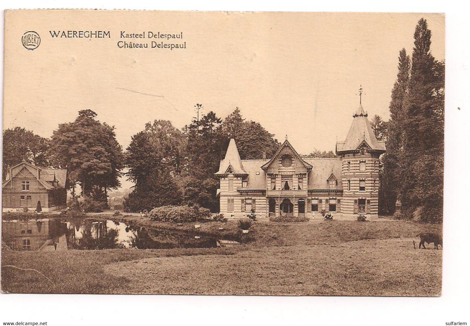 Belgique Carte Postale WAREGEM. Chateau Delespaul. Oblitération LEUVEN 1925. - Waregem