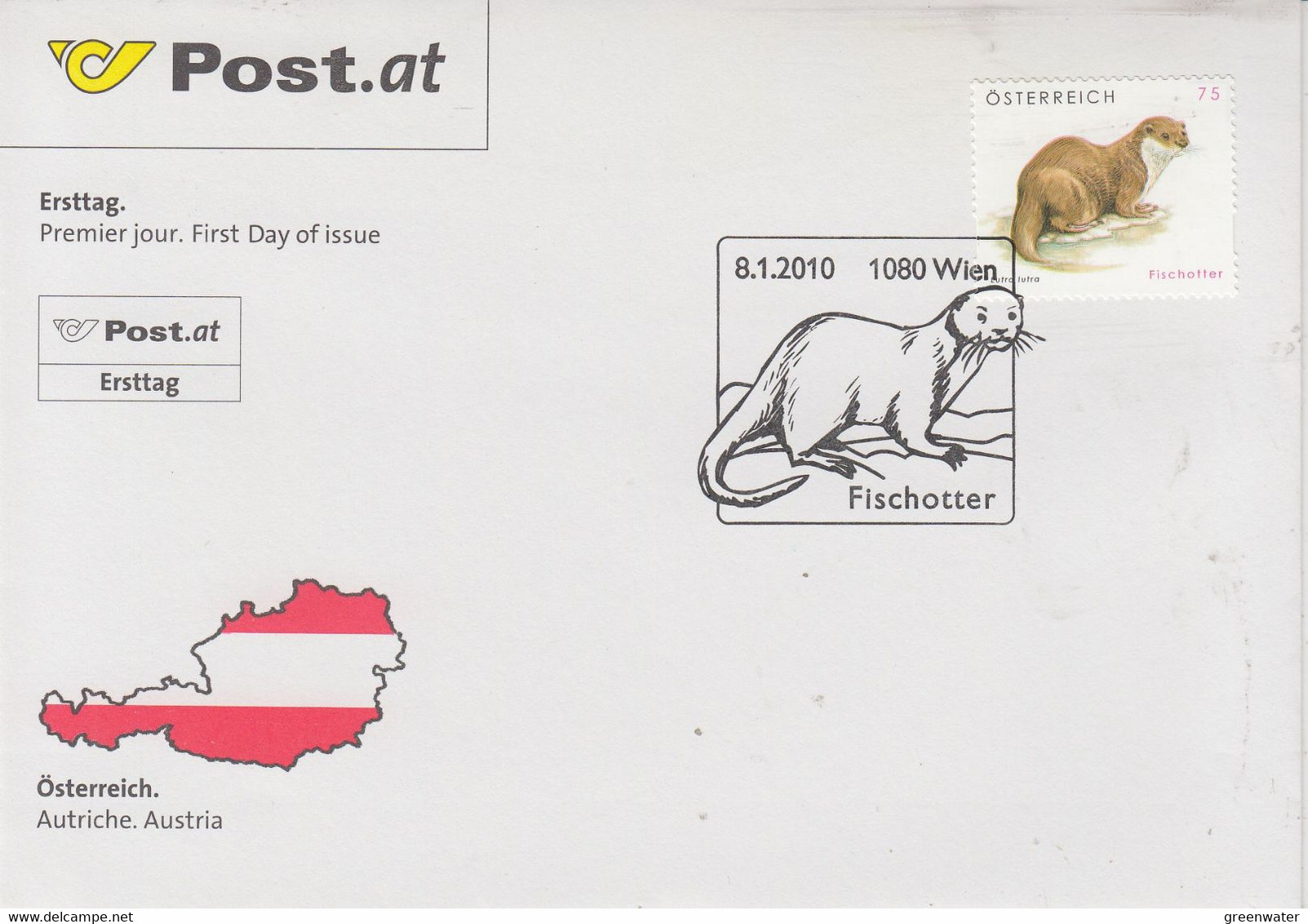 Austria 2010 Fishotter 1v FDC  (AN164A) - Faune Arctique