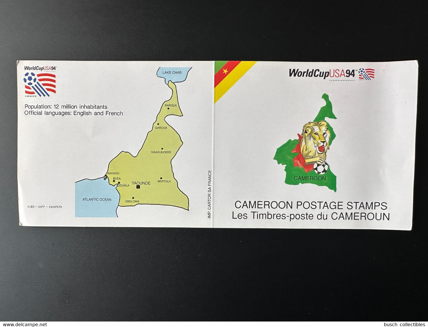 Cameroun Cameroon Kamerun 1994 Mi. 1210 - 1213 Empty Booklet Football Fußball World Cup FIFA Coupe Monde USA Soccer - 1994 – Verenigde Staten