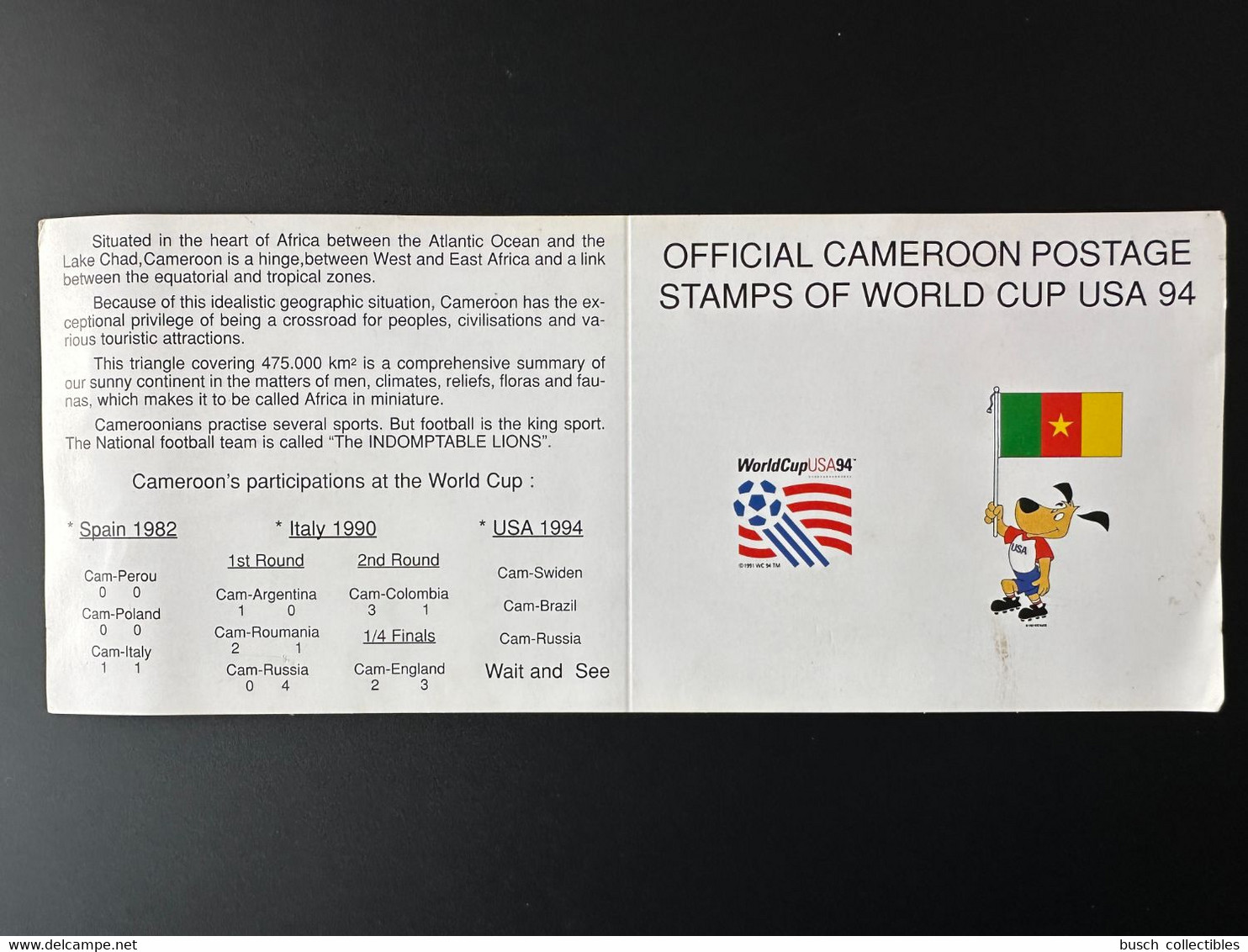 Cameroun Cameroon Kamerun 1994 Mi. 1210 - 1213 Empty Booklet Football Fußball World Cup FIFA Coupe Monde USA Soccer - 1994 – Vereinigte Staaten