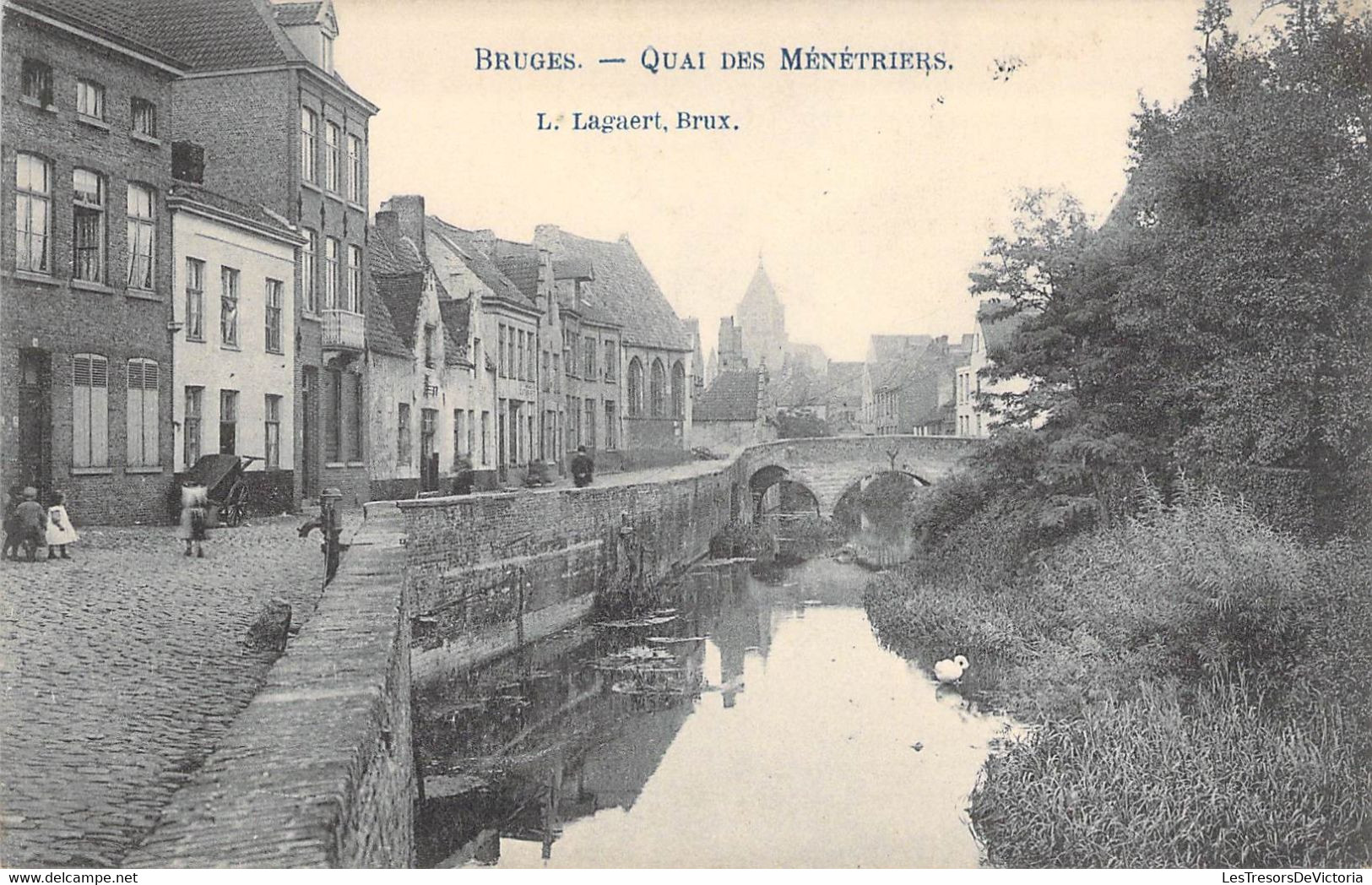 Belgique - Bruges - Quai Des Ménétriers - Edit. Lagaert - Canal - Pont - Animé - Carte Postale Ancienne - Brugge