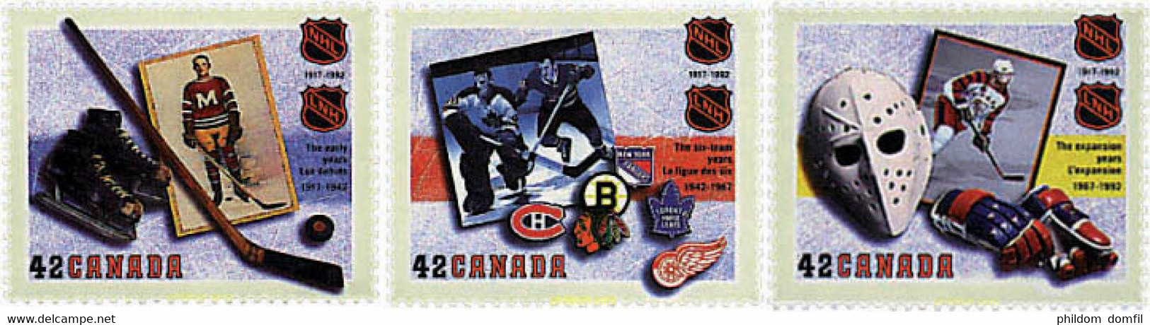 80634 MNH CANADA 1992 75 ANIVERSARIO DE LA LIGA NACIONAL DE HOCKEY - Hockey (sur Gazon)