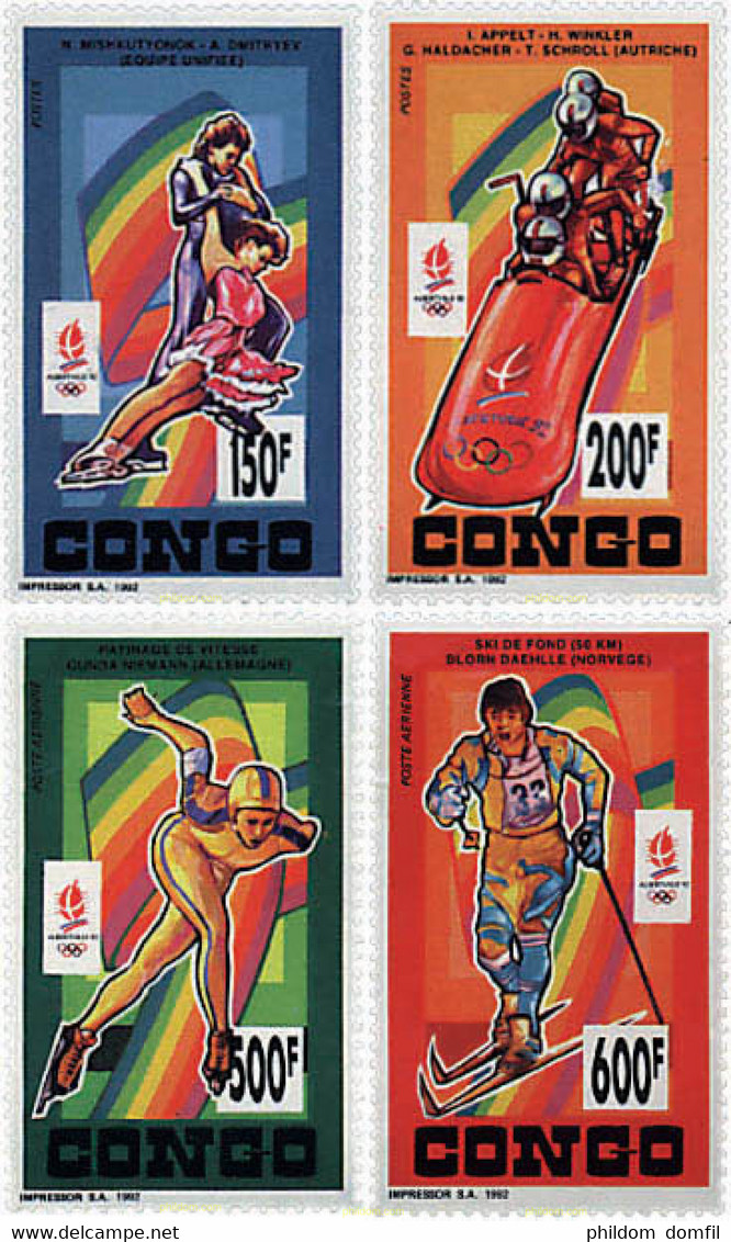 73608 MNH CONGO 1992 MEDALLISTAS DE LOS 16 JUEGOS OLIMPICOS DE INVIERNO. ALBERTVILLE 1992 - FDC