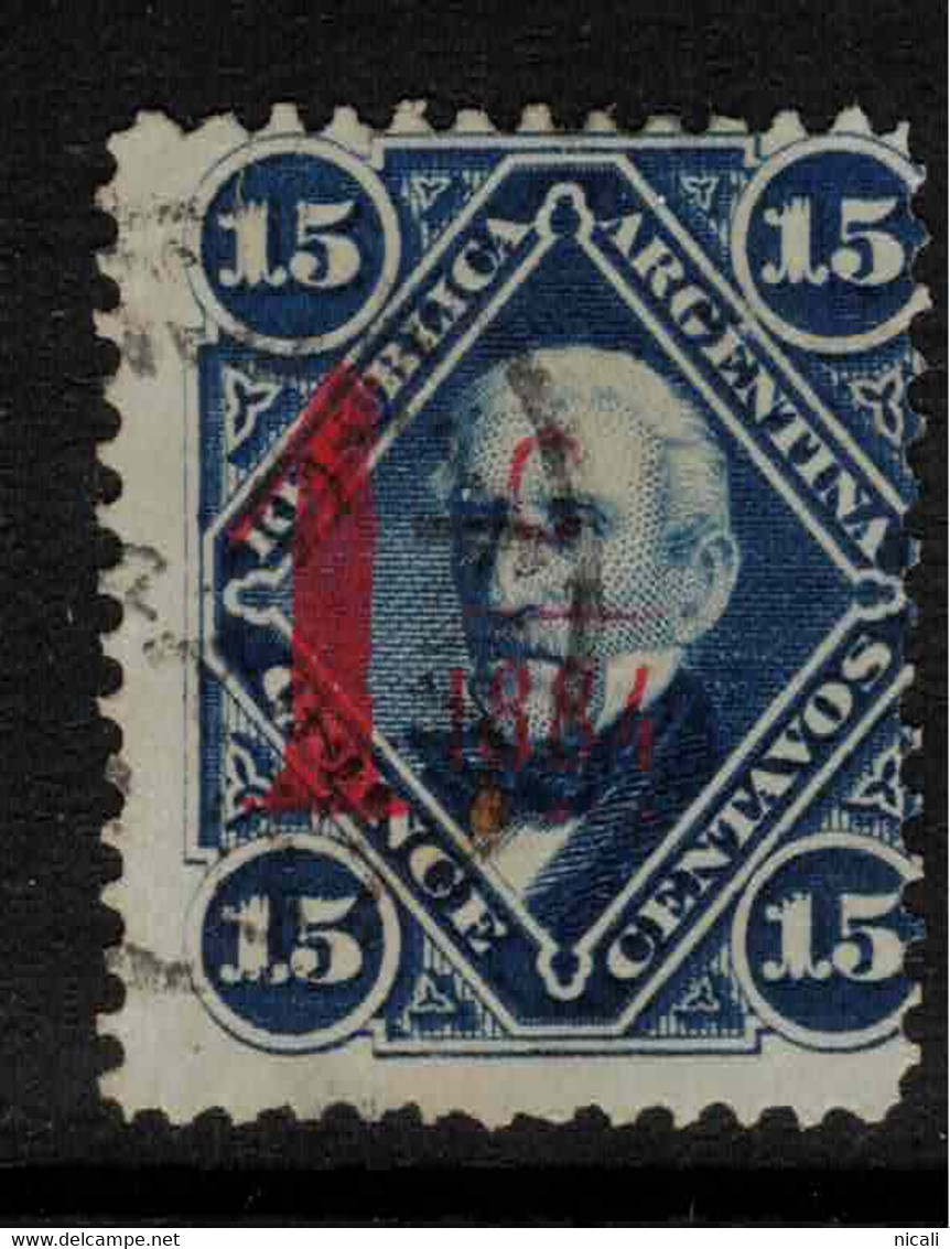 ARGENTINA 1884 1c On 15c Deep Blue Opted Carmine SG 94 U #AHR12 - Usados