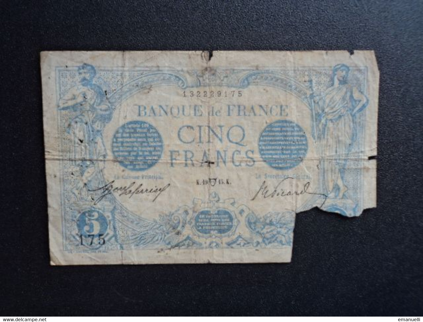 FRANCE *  : 5 FRANCS   19-4-(19)15    FAYETTE 2 / PICK 70     état AB - 5 F 1912-1917 ''Bleu''