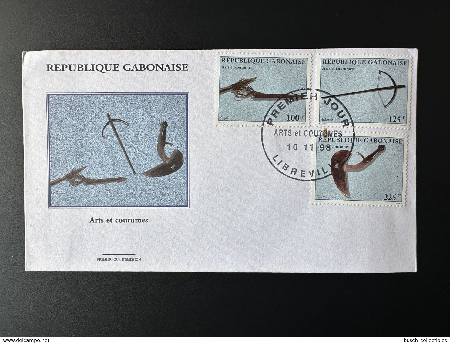 Gabon Gabun 1999 Mi. 1466 - 1468 FDC 1er Jour Arts Et Coutumes Handicraft Kunst Art RARE ! - Gabun (1960-...)