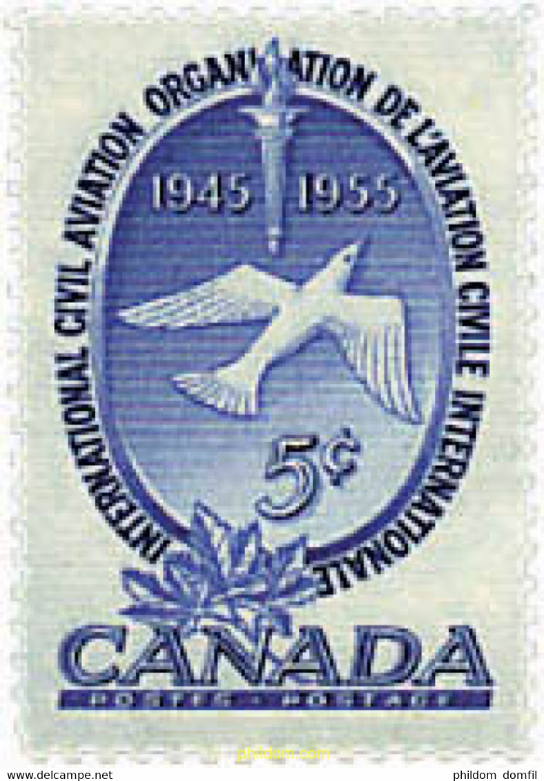 250396 HINGED CANADA 1955 10 ANIVERSARIO DE LA ORGANIZACION DE LA AVIACION CIVIL INTERNACIONAL - 1952-1960