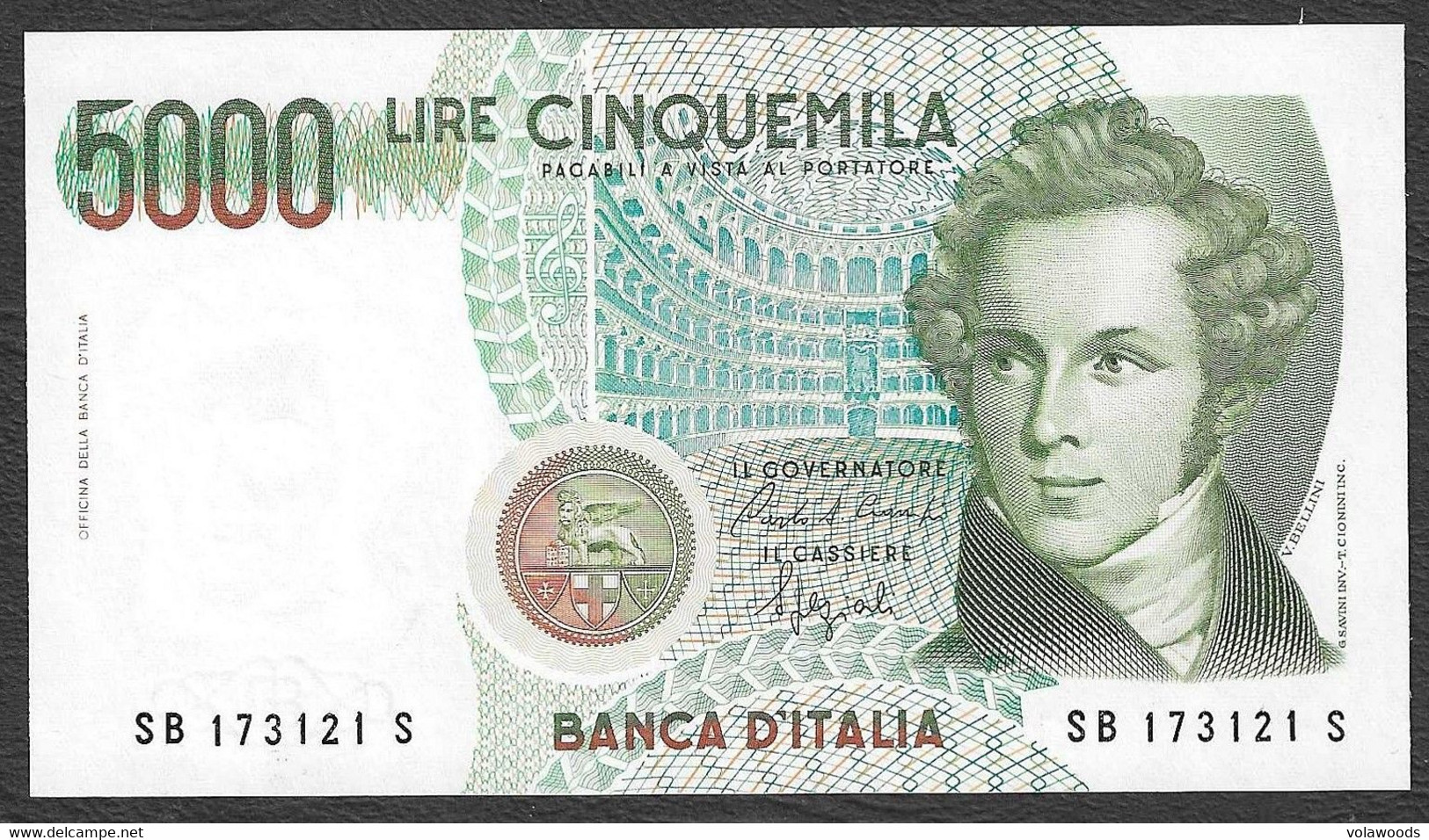 Italia - Banconota Non Circolata FDS UNC Da 5.000 Lire "Bellini" P-111b.1 - 1988 #19 - 5000 Liras